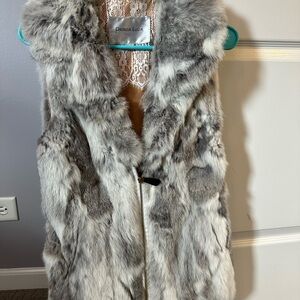 Patricia Luca Gray Faux Fur Vest